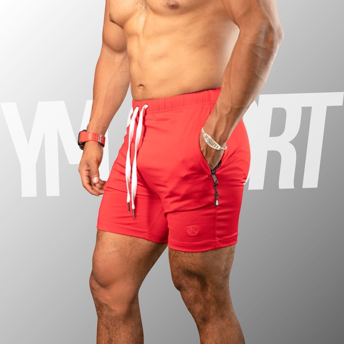 YML SPORT - Short de Entrenamiento Hombre - Short GYM Rojo - YML SPORT
