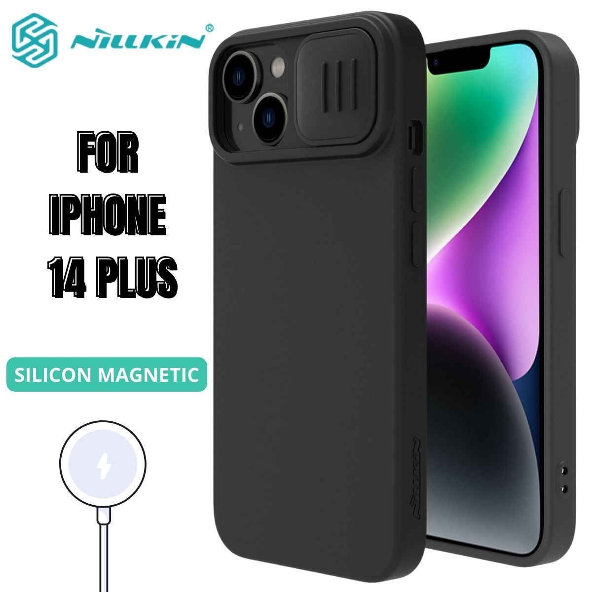 NILLKIN - Case Nillkin Silicone Black - iPhone 14 Plus (MagSafe)