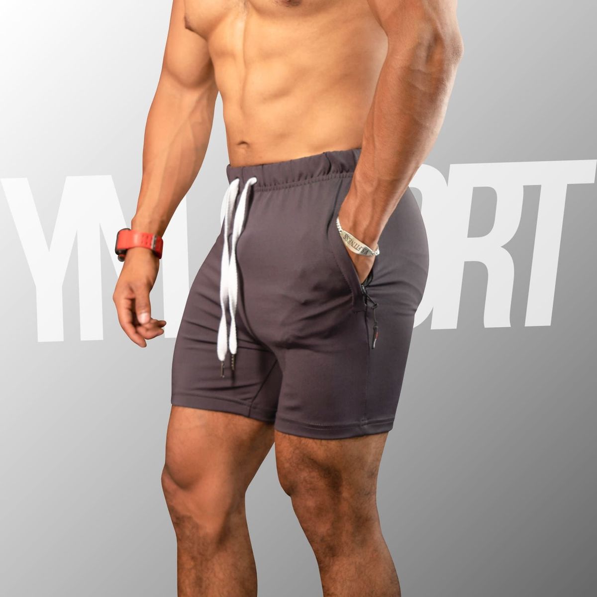 YML SPORT - Short de Entrenamiento Hombre - Short GYM Plomo - YML SPORT