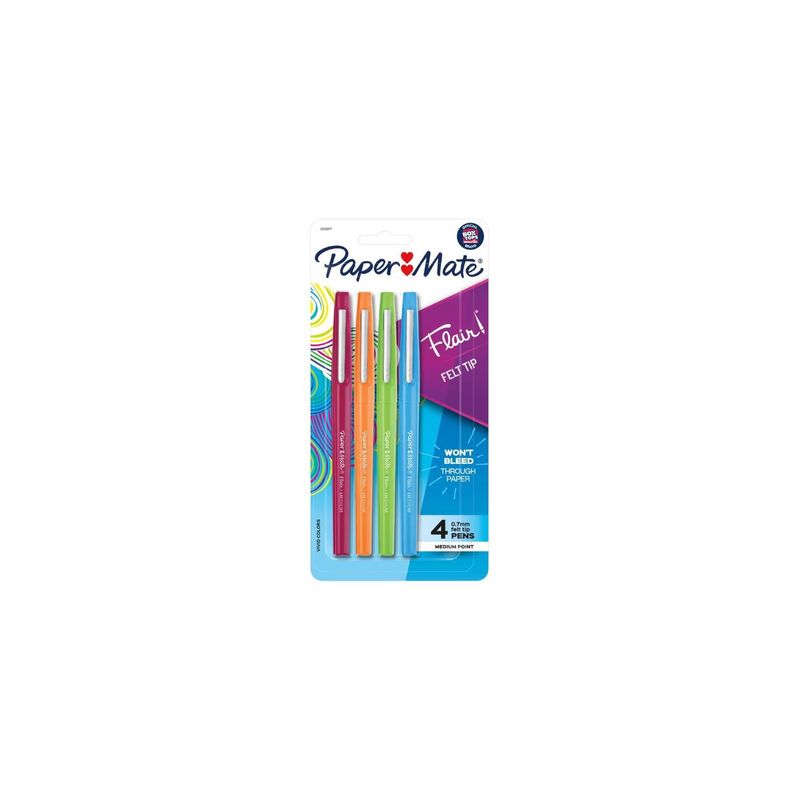 GENERICO - PAPER MATE FLAIR FELT TIP 4 PENS MEDIUM POINT 07mm