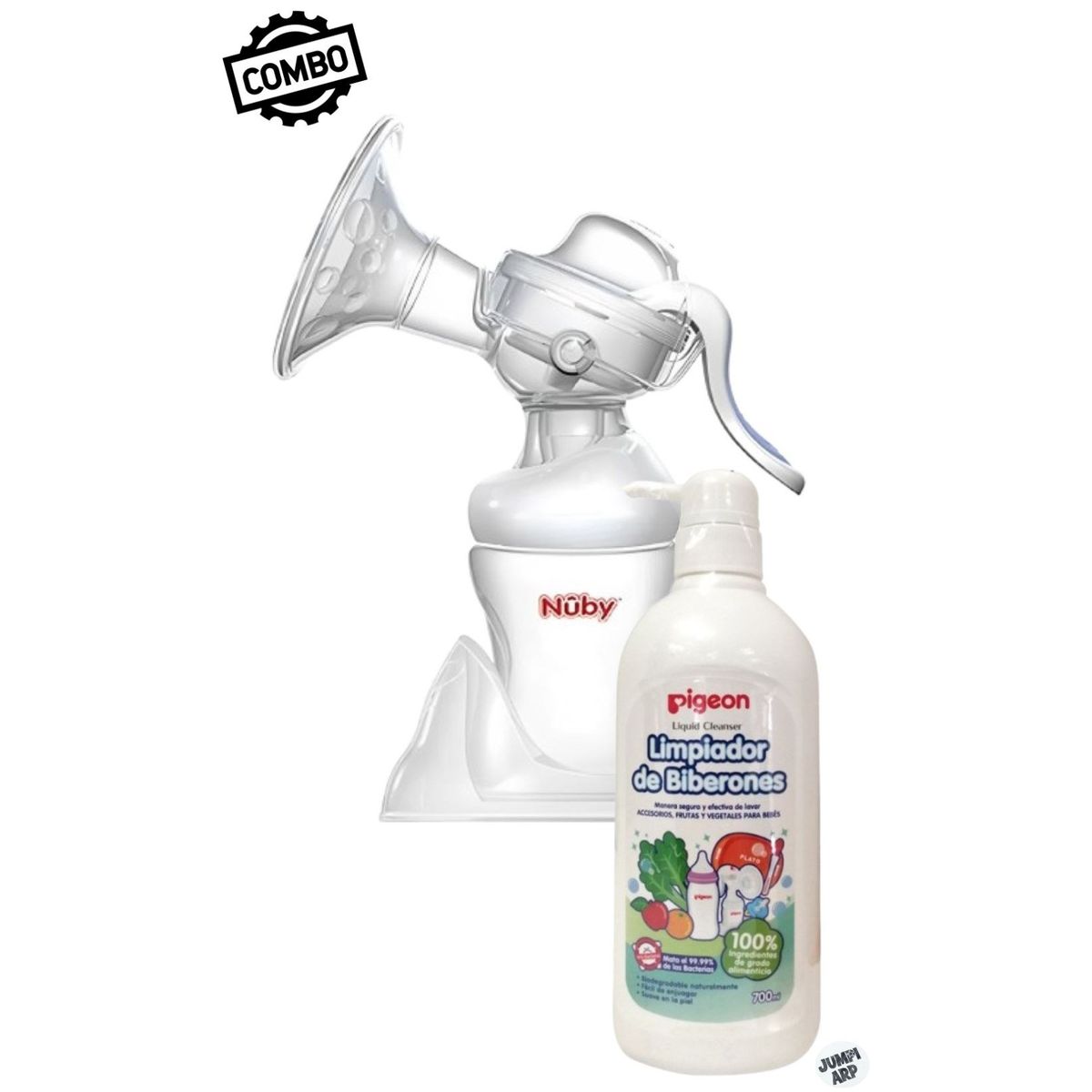 NUBY - Combo extractor manual de leche nuby+ limpiador pigeon 700ml