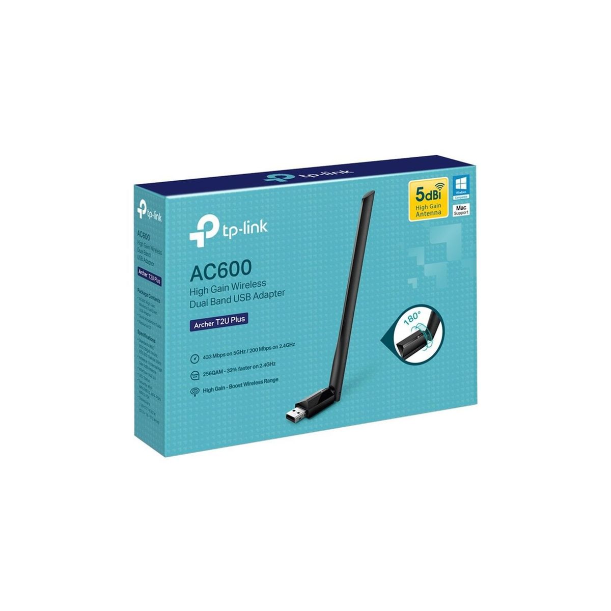 TP LINK - Adaptador wifi usb doble banda tp link archer t2u plus ac600