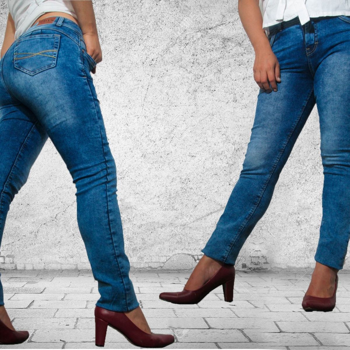 GENERICO - JEAN STRECH COLOR AZUL -MUJER