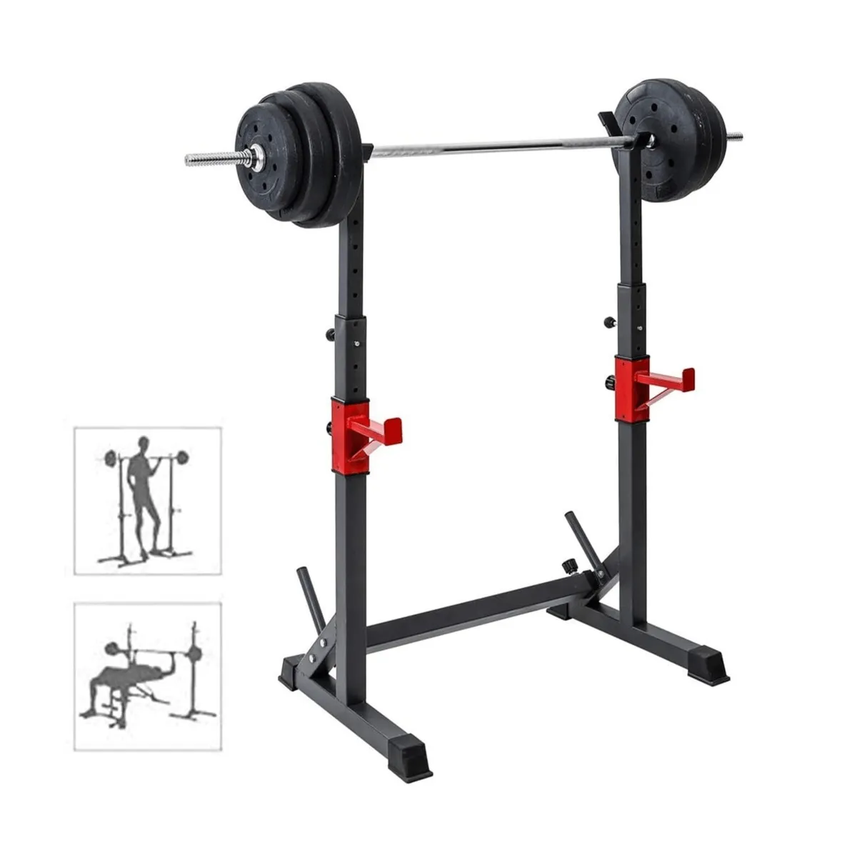 GENERICO - Rack de sentadillas de altura ajustable con capacidad 300 Kg