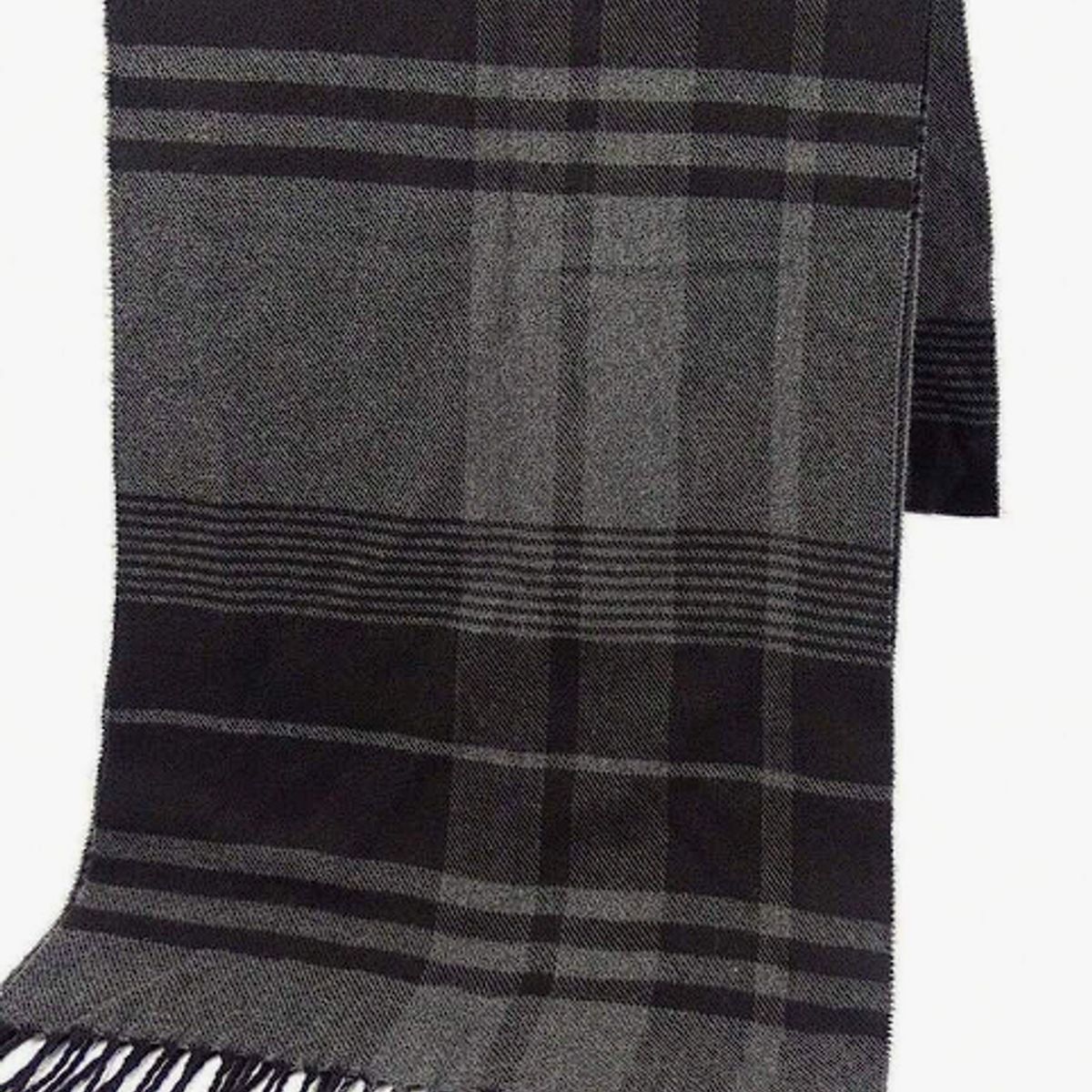 KAST PE - Bufanda chalina Unisex Gwen Negro con Gris 175 x 35cm