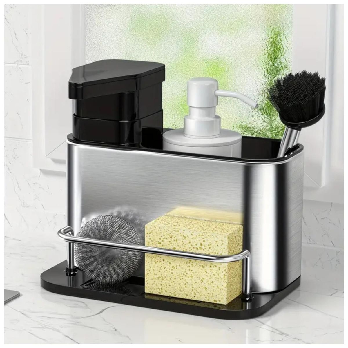 MINARI - Dispensador de Jabón Líquido Lavavajillas Porta Esponjas R16