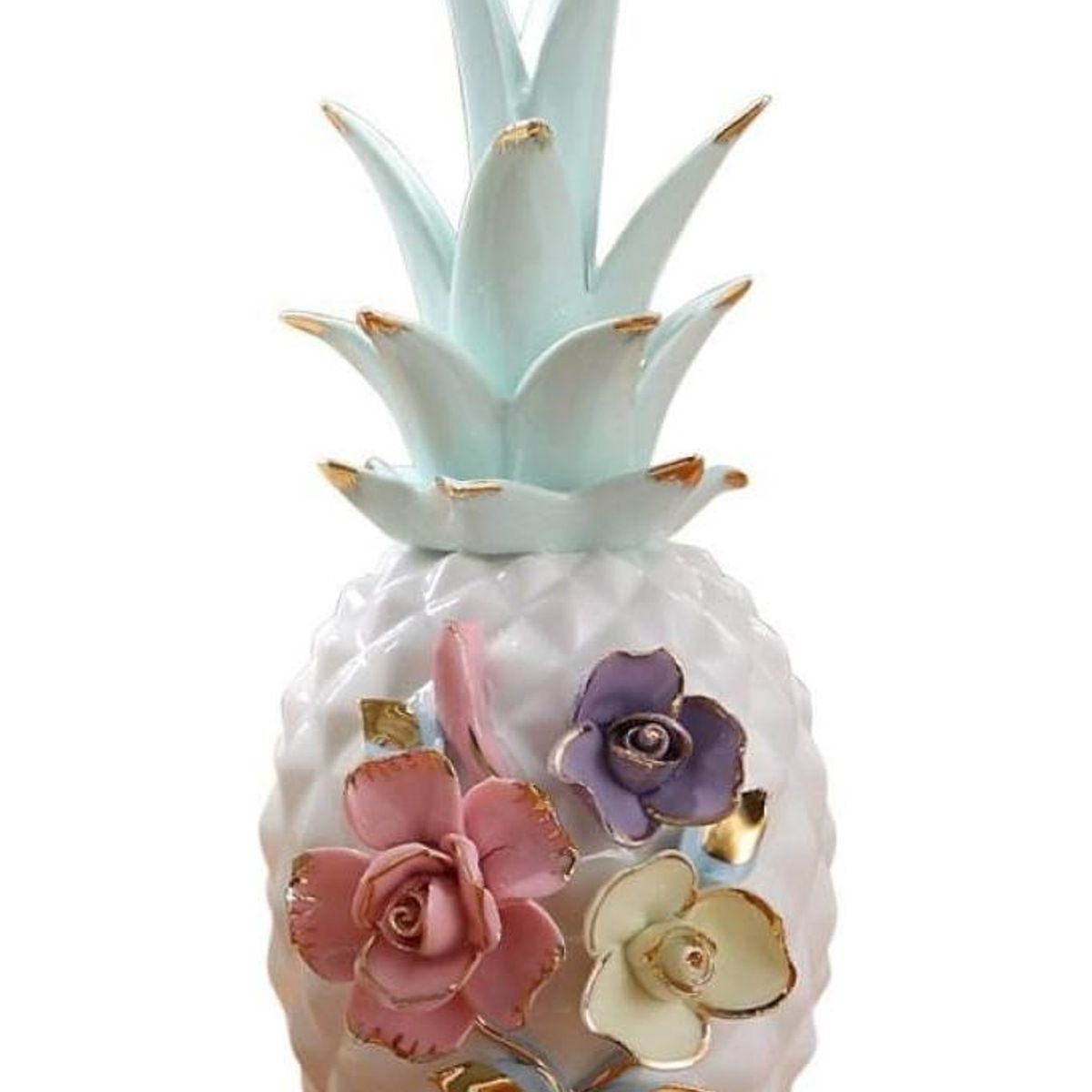 GENERICO - Adorno escultura de Piña de cerámica blanca