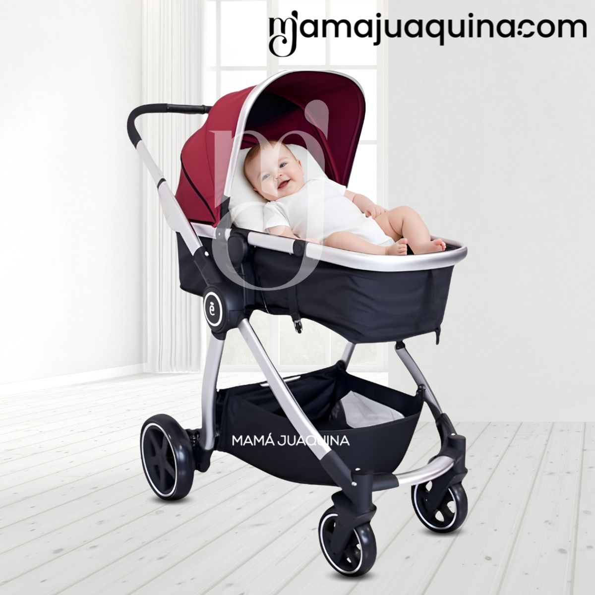 EBABY - Coche Moisés de Lujo «CAMBOYA» Borgoña