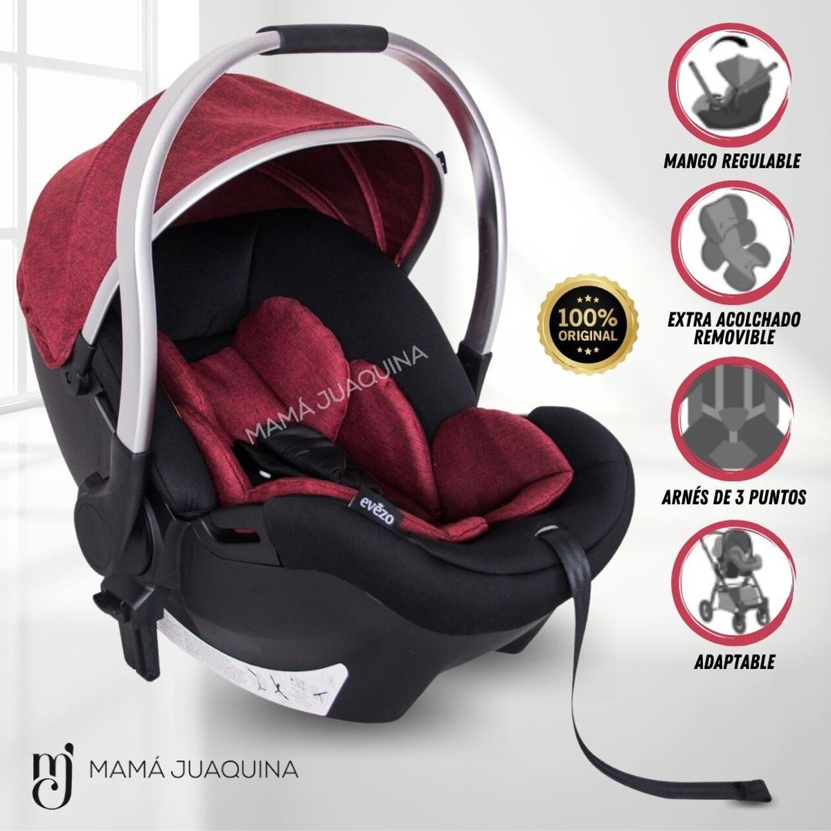 EBABY - Portabebé de Lujo «IRLANDA» Borgoña