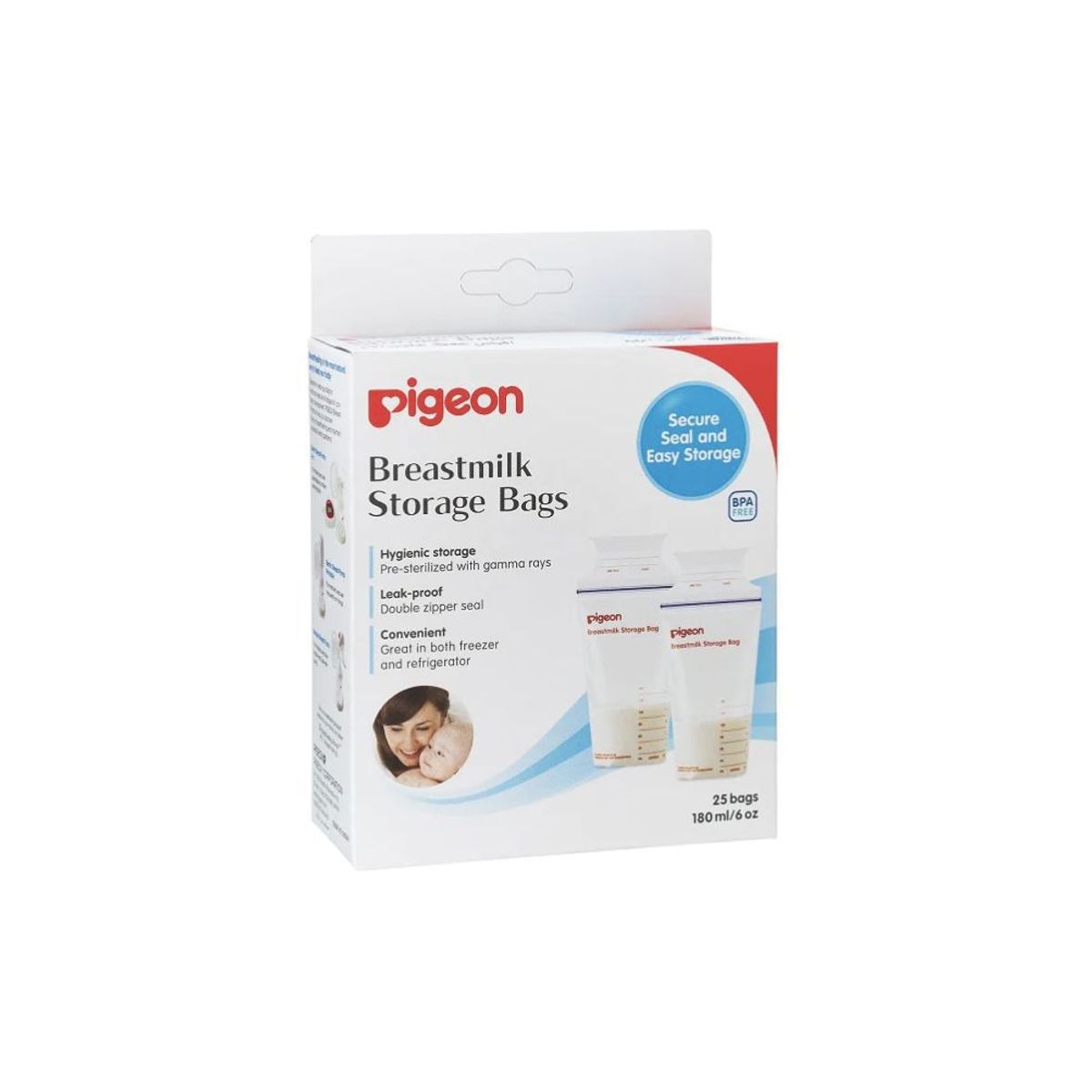 PIGEON - Bolsas almacenamiento leche materna Pigeon x 25 unid colores