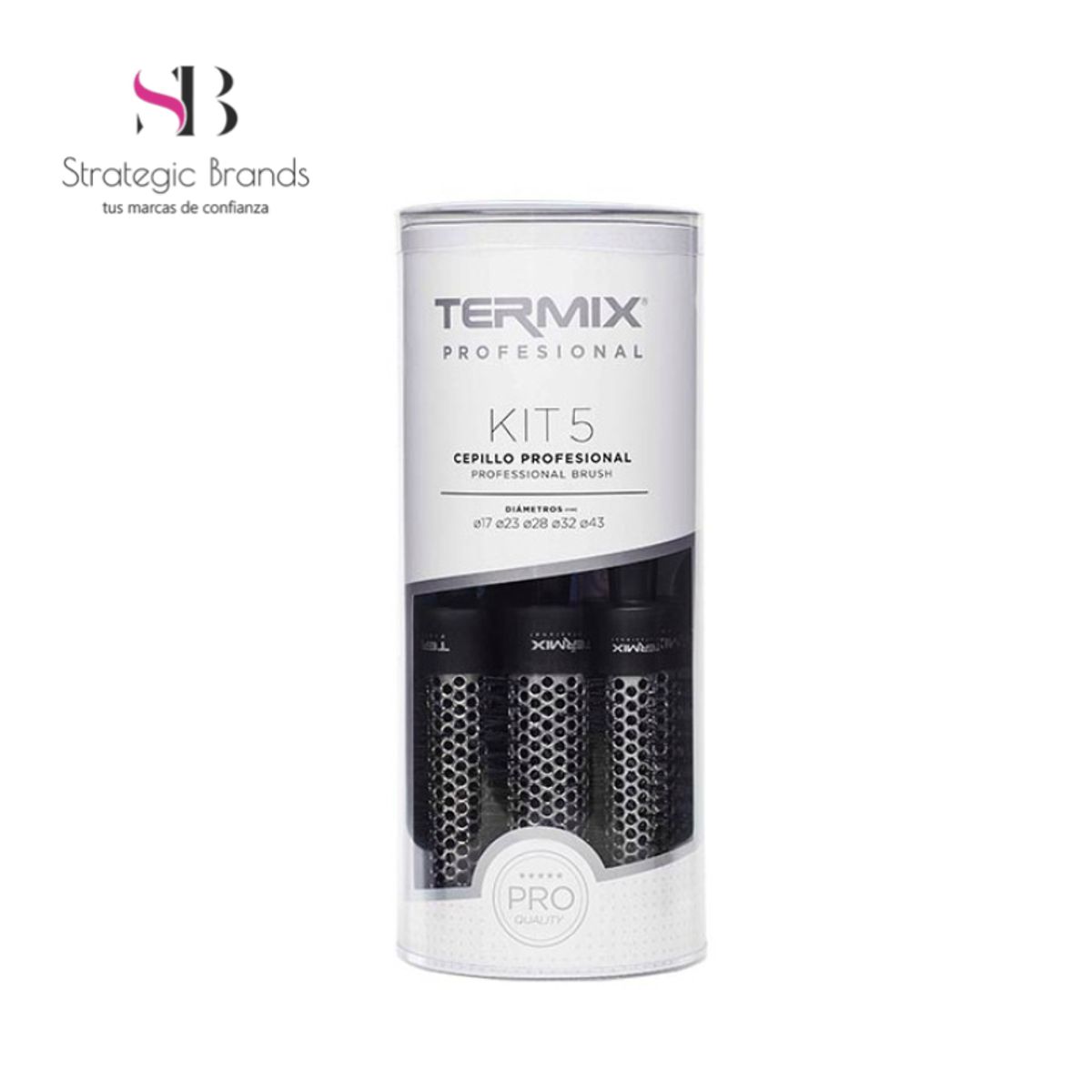 TERMIX - KIT X5 CEPILLOS DE CABELLO PROFESIONAL + 2 BROCHAS + 1 LIMPIACEPILLOS