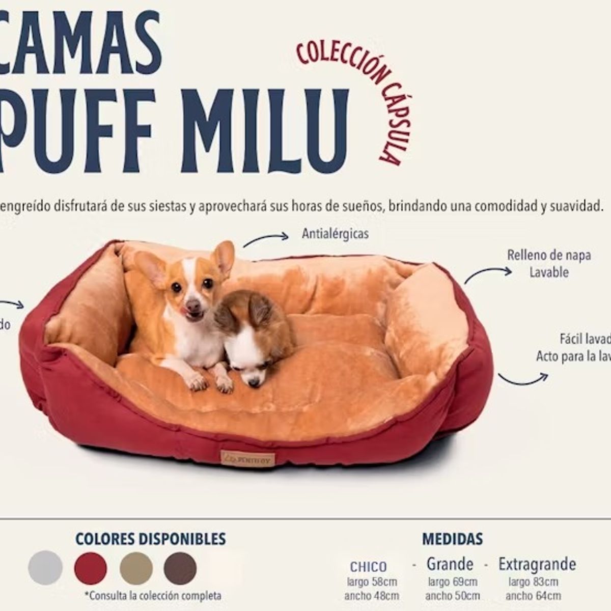 GENERICO - CAMA PARA PERRO PUFF EXTRA GRANDE COLOR AZUL ELECTRICO