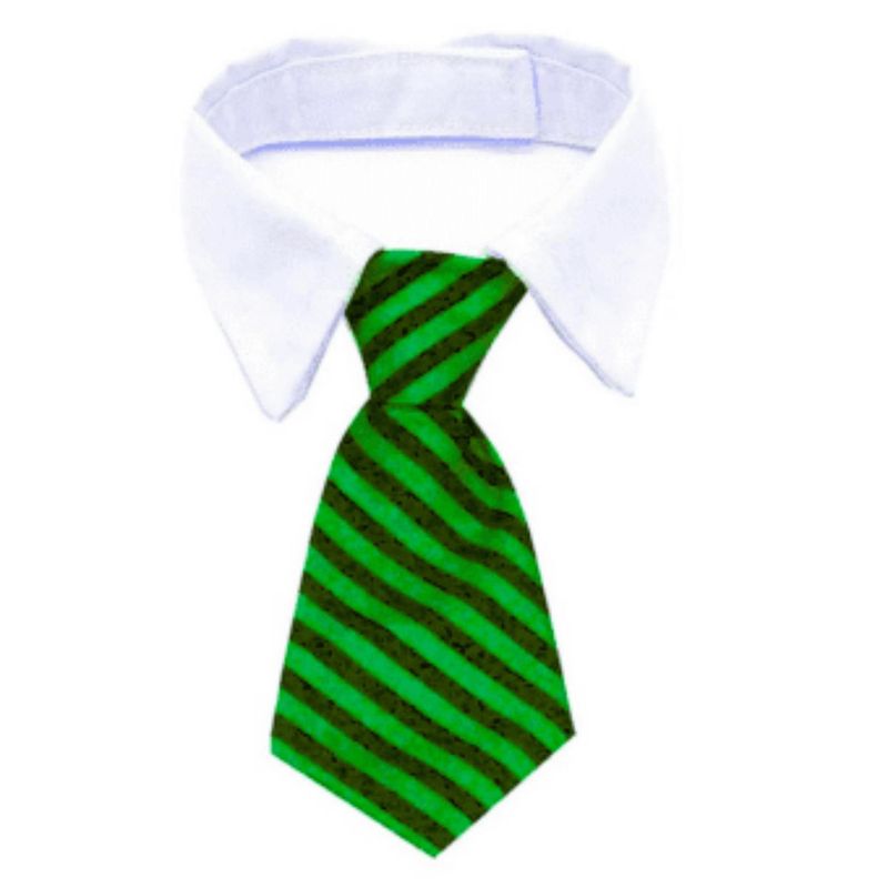GENERICO - CORBATA CON CUELLO PARA MASCOTA VERDE RAYAS