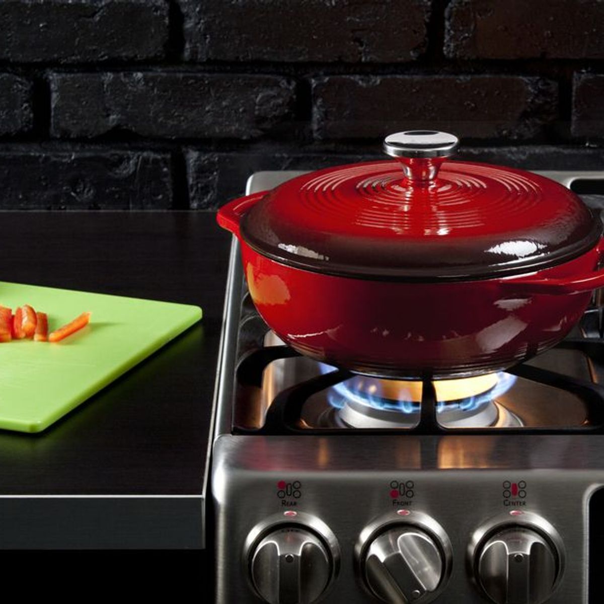 LODGE - Olla de hierro fundido esmaltada Rojo de 2.8 L