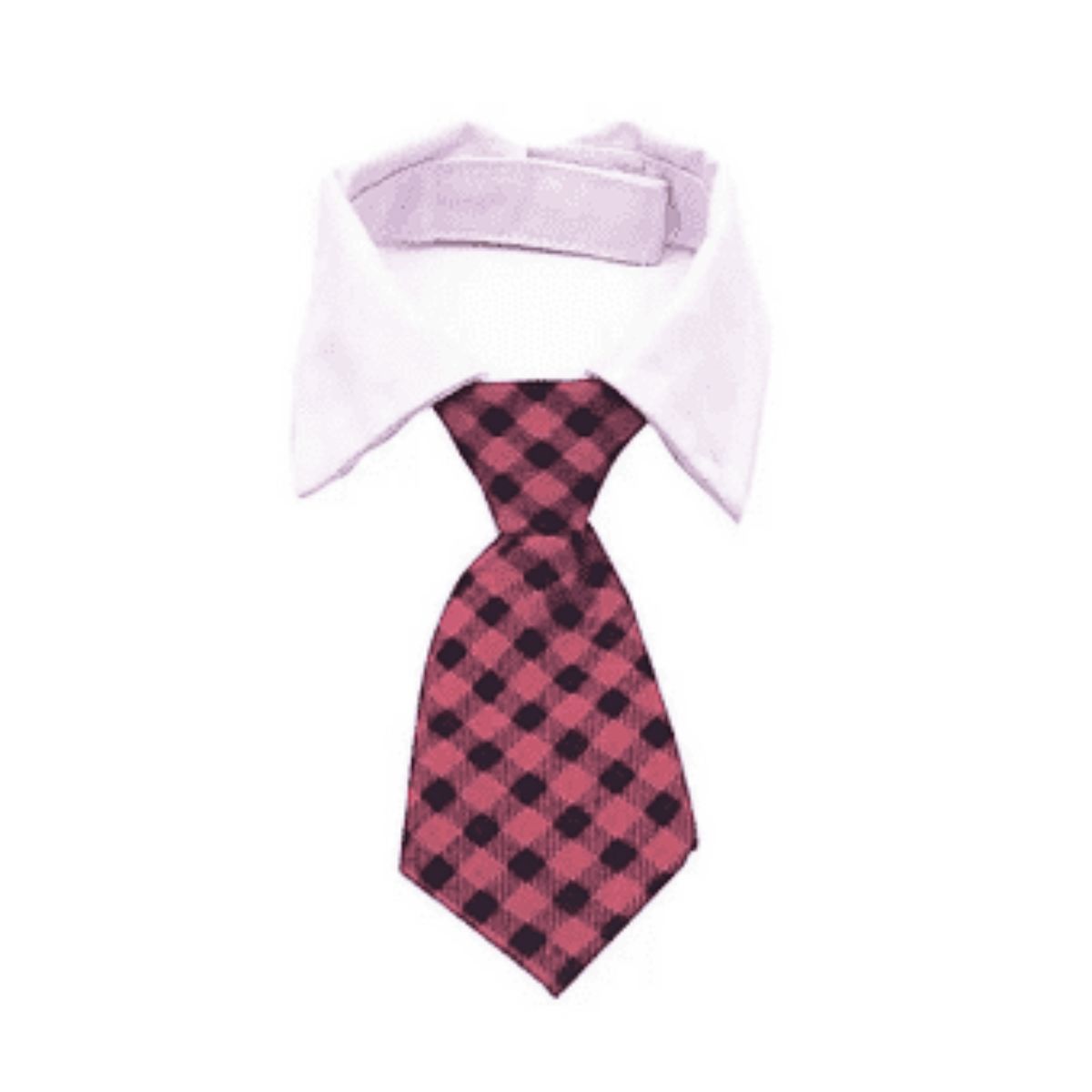 GENERICO - CORBATA CON CUELLO PARA MASCOTA PALO ROSA CUADROS