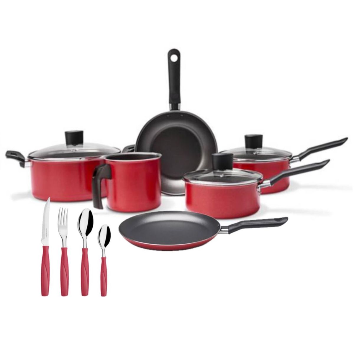 BRINOX - Juego de Ollas 32 Piezas Brinox Garlic Rojo