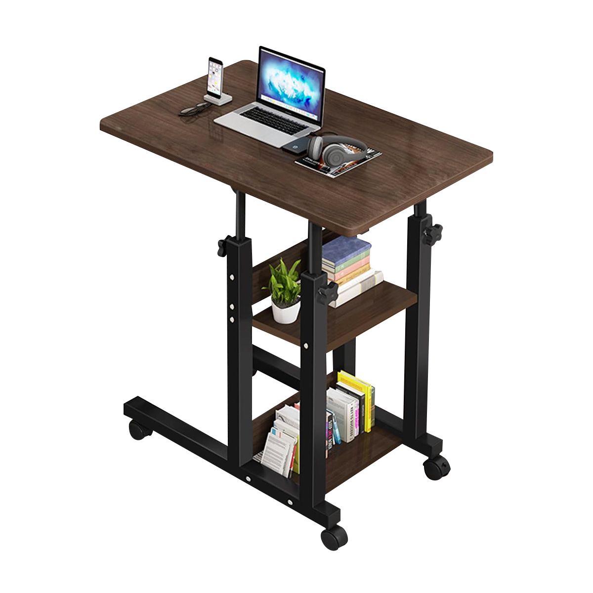 GENERICO - Mesa Escritorio Para Laptop Con Ruedas Portátil Ajustable Marrón