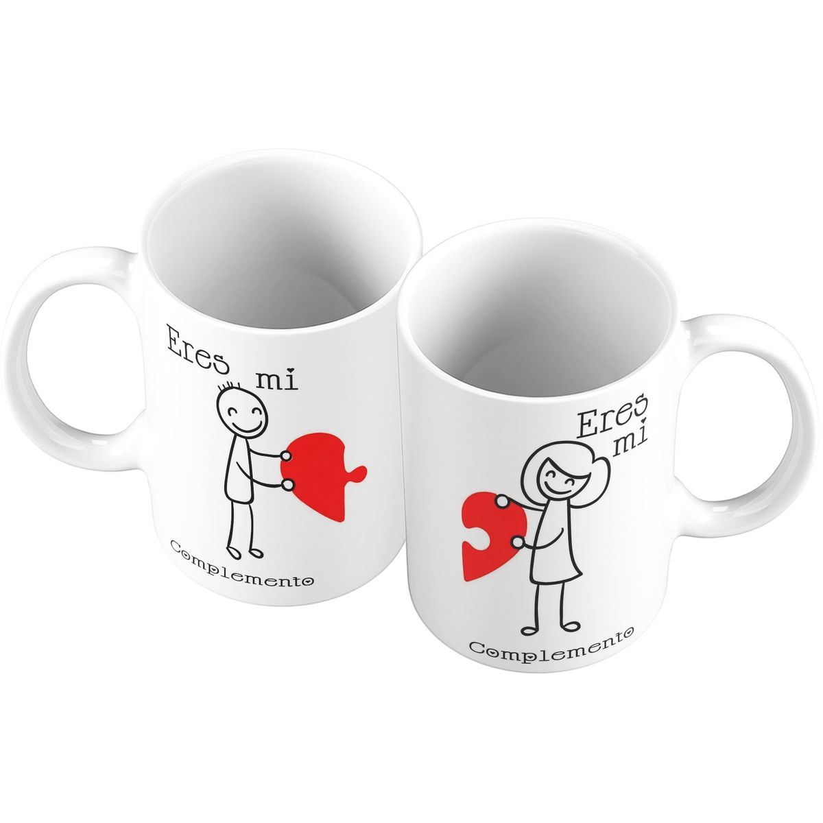 GENERICO - x2 Tazas Mug 11oz PARA PAREJA ERES MI COMPLEMENTO - BLANCO