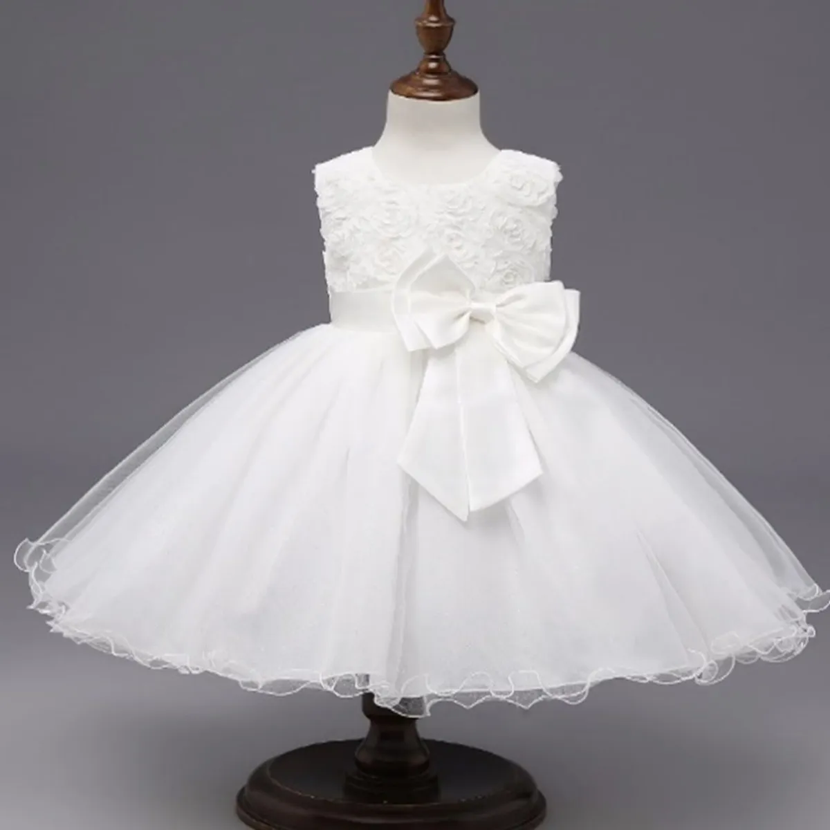 GENERICO - Vestido Niña Bebé  White Little Fiesta Cumpleaños Bautizo Genieka