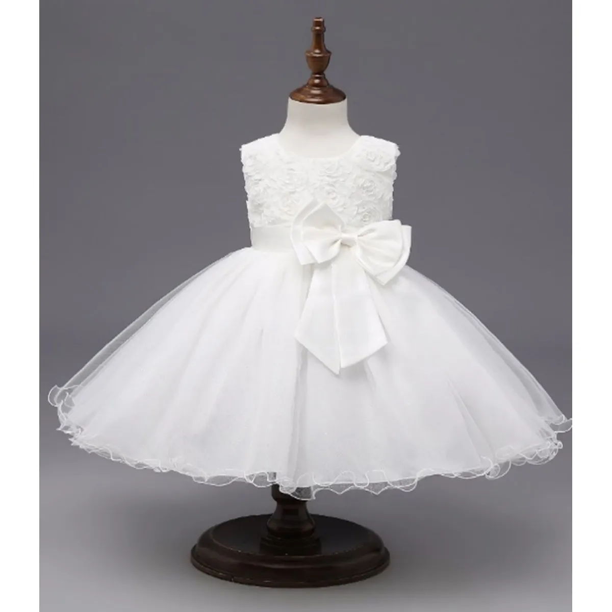 GENERICO - Vestido Niña Bebé  White Little Fiesta Cumpleaños Bautizo Genieka