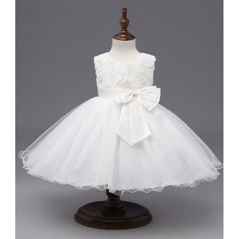 GENERICO - Vestido Niña Bebé  White Little Fiesta Cumpleaños Bautizo Genieka