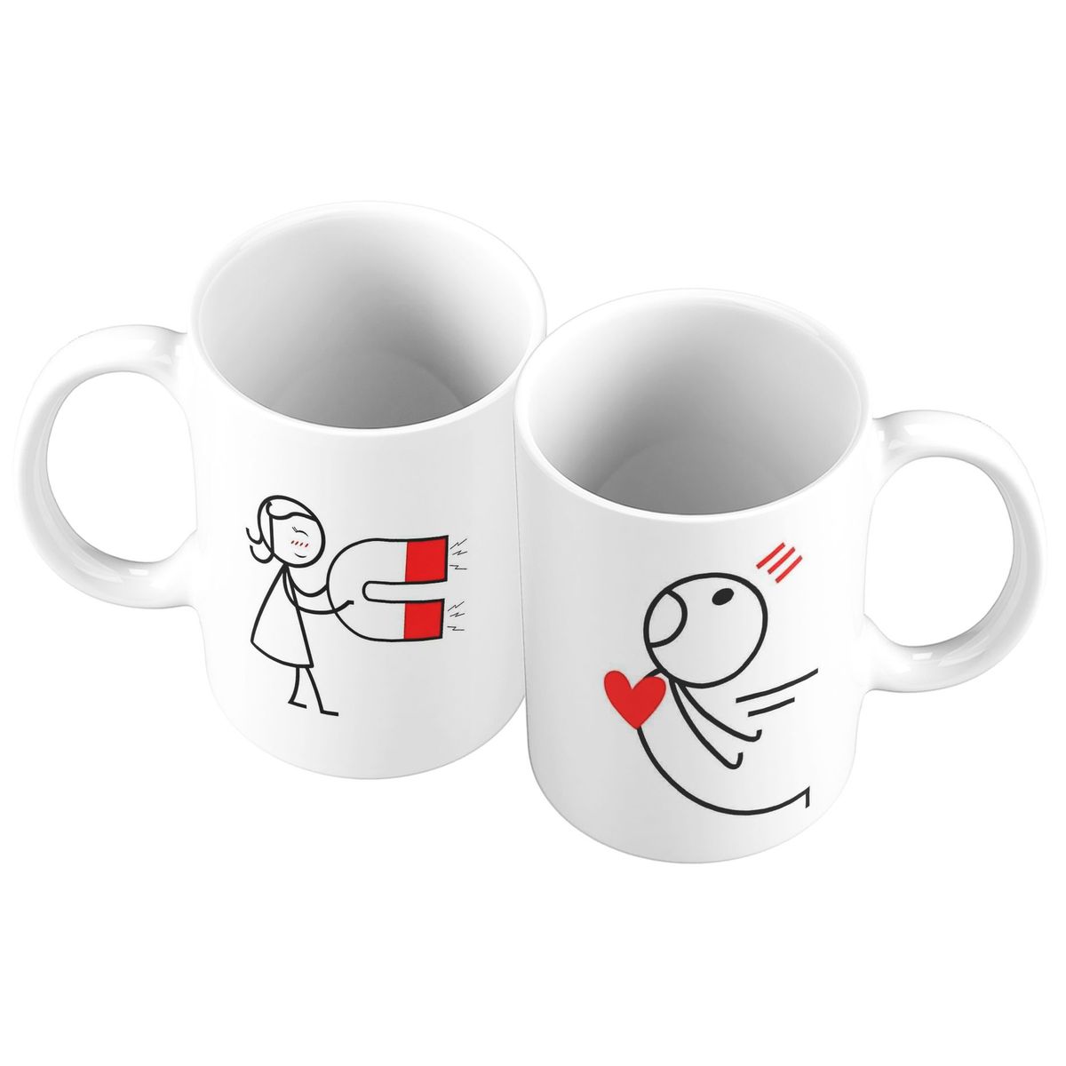 GENERICO - X2 Tazas Mug 11oz PARA PAREJA IMAN - BLANCO