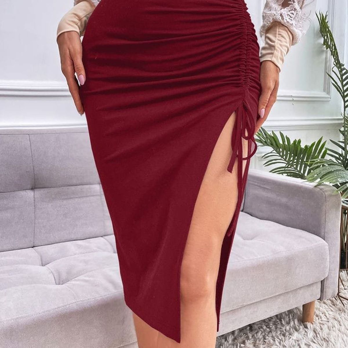 GENERICO - Falda Mujer Sabiclasic2025 Color Vino