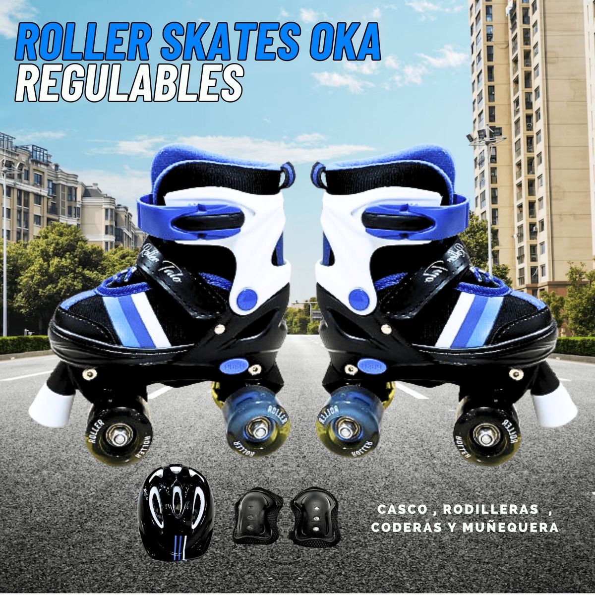 GENERICO - PATINES PARA NIÑO REGULABLE TALLA S 30-33