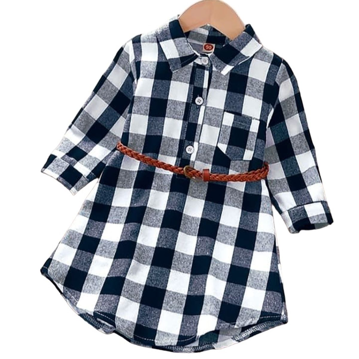 GENERICO - Vestido Ajedrez Azul con correa