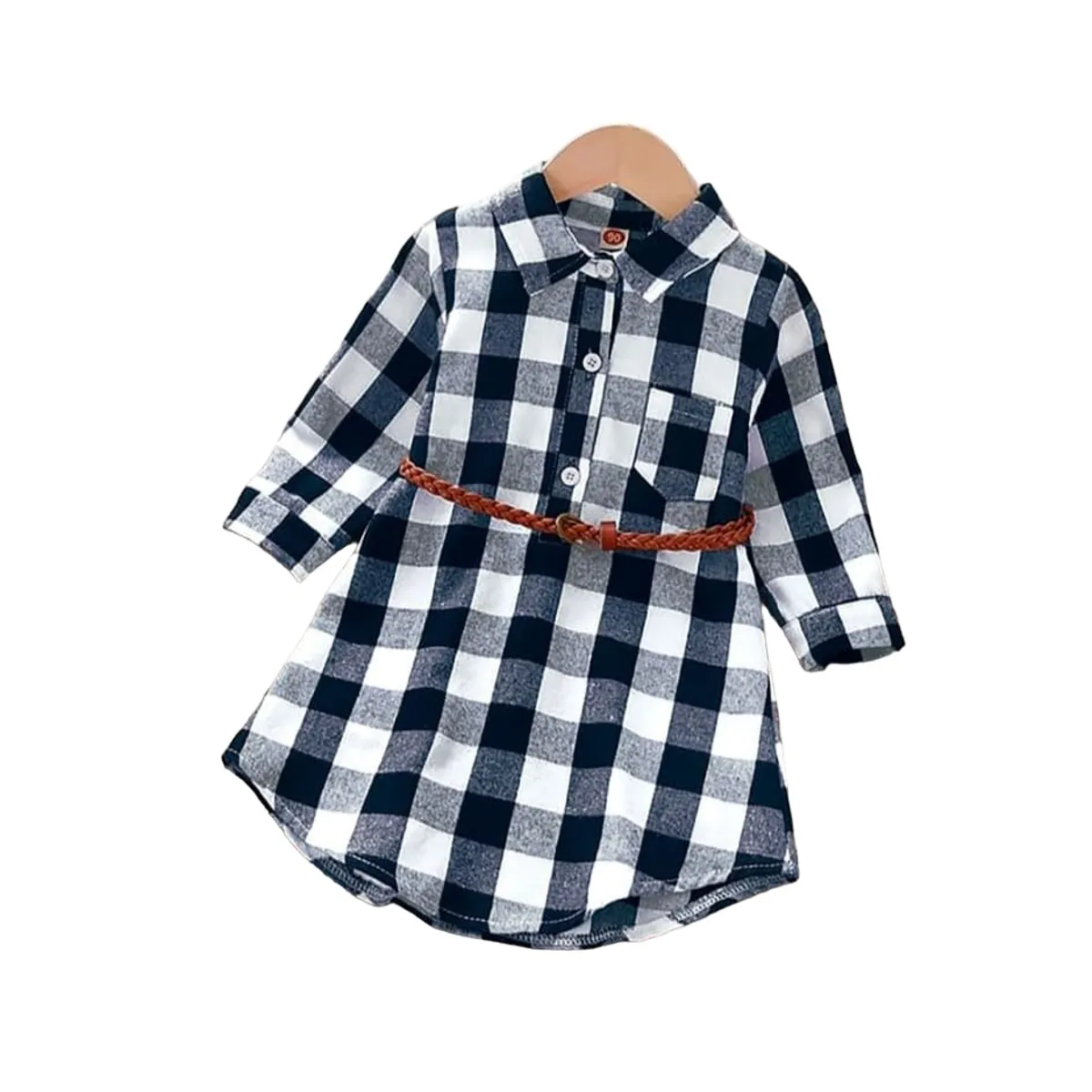 GENERICO - Vestido Ajedrez Azul con correa