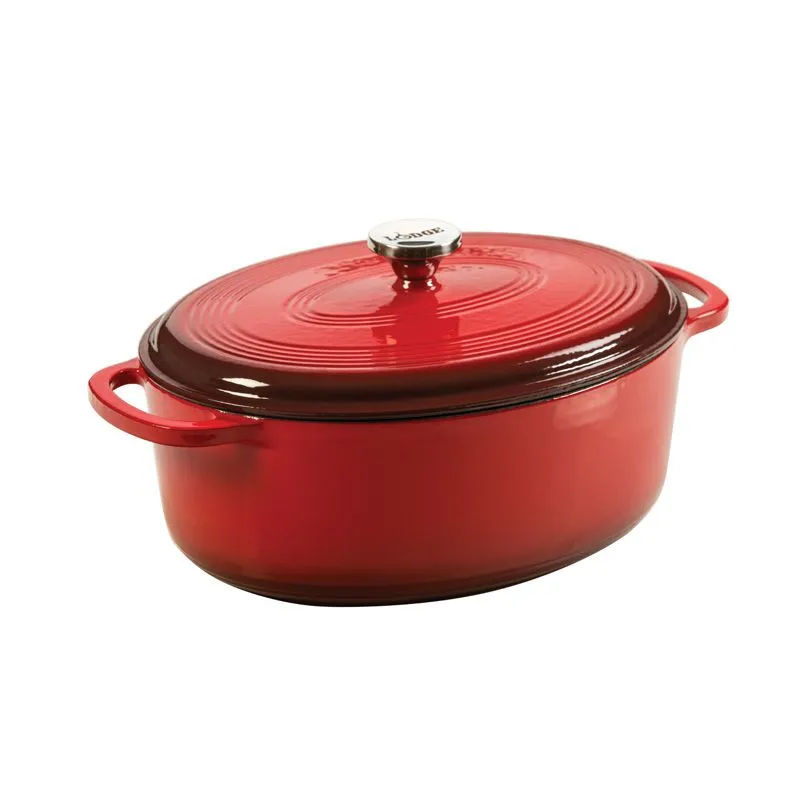 LODGE - Olla ovalada de hierro fundido esmaltada Rojo de 6.6 L