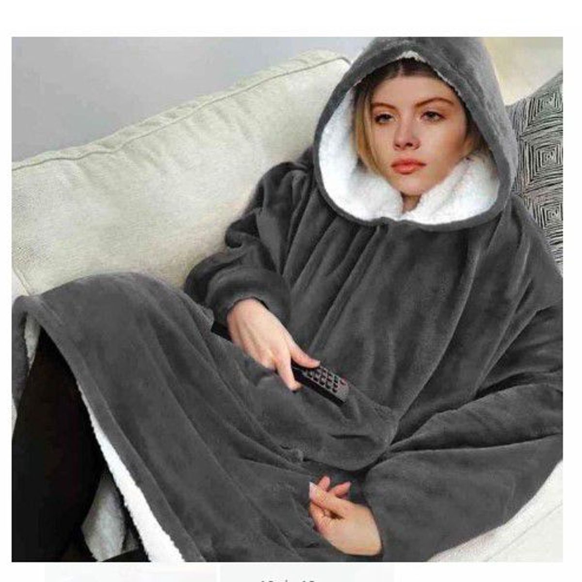 GENERICO - ULTRA  Polera  de felpa con capucha plush GRIS