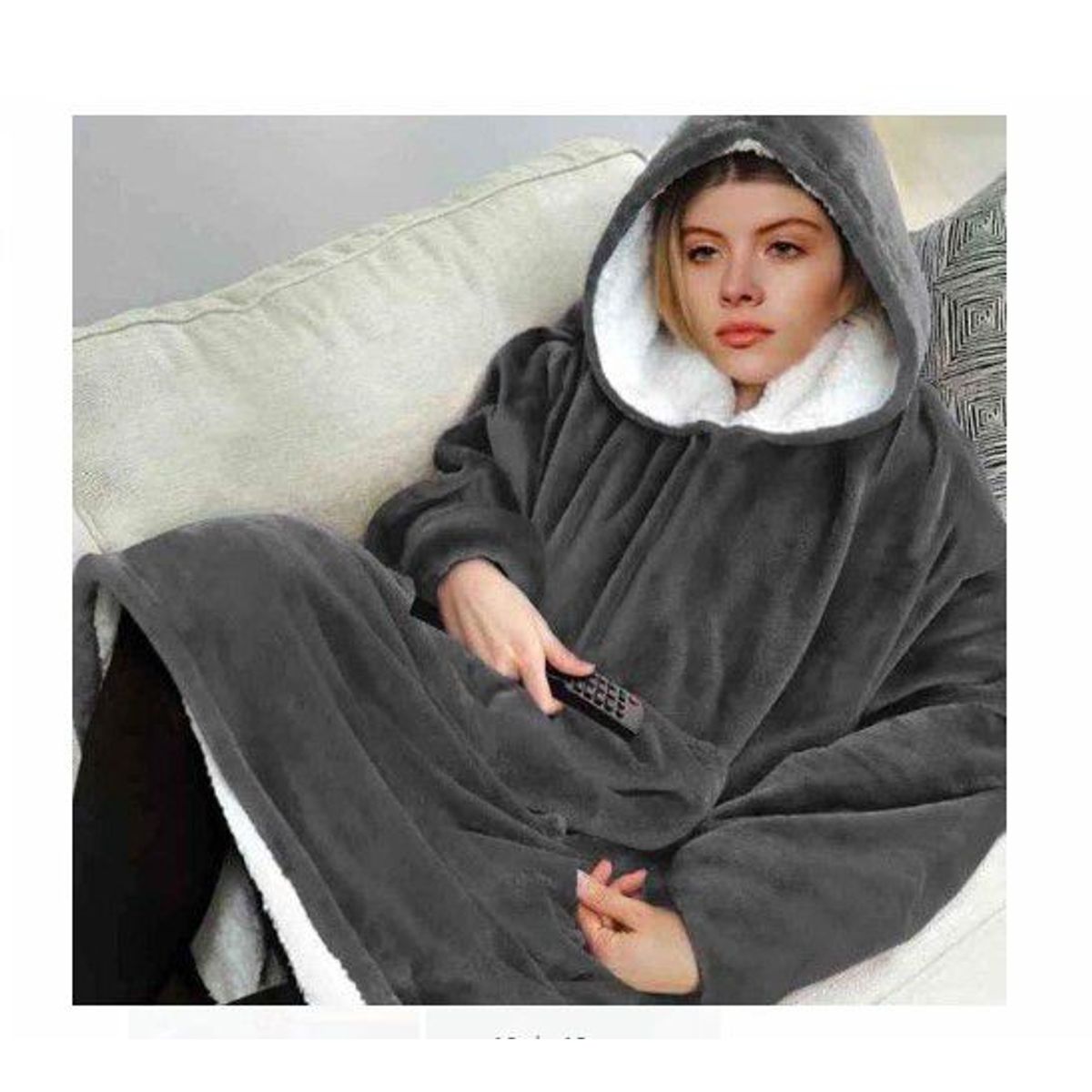 GENERICO - ULTRA  Polera  de felpa con capucha plush GRIS