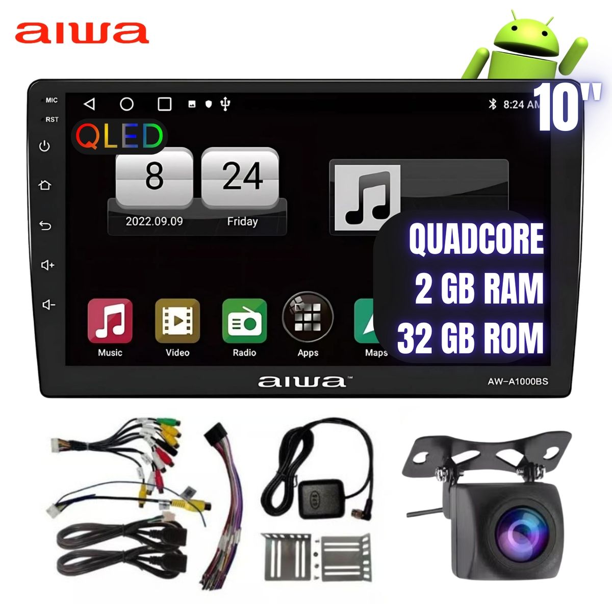 AIWA - Autoradio Android AIWA Quadcore 2GB + 32GB Carplay 10HD AW-A1000BS