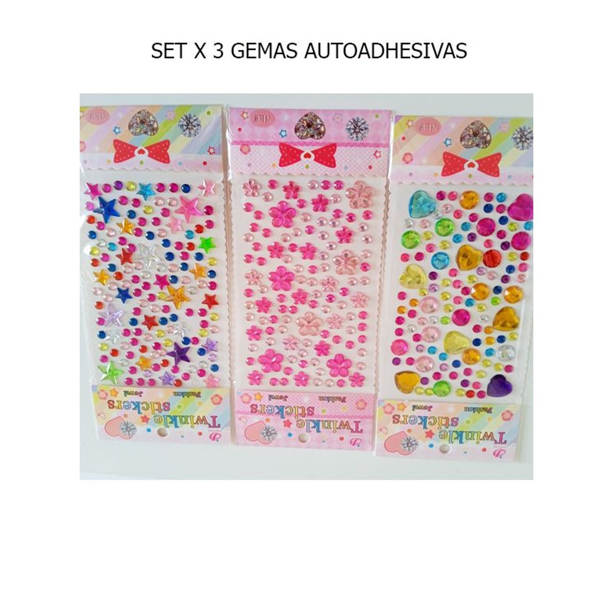 GENERICO - Gema Sticker Para Decoracion Arete Autoadhesivo SET X 3