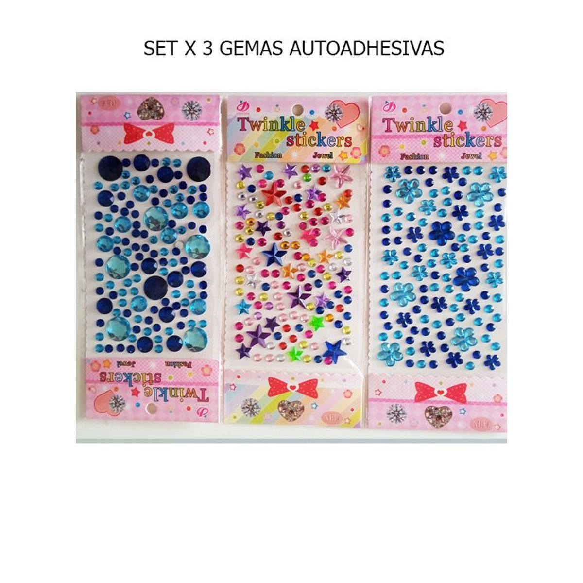 GENERICO - Gema Sticker Para Decoracion Arete Autoadhesivo SET X 3