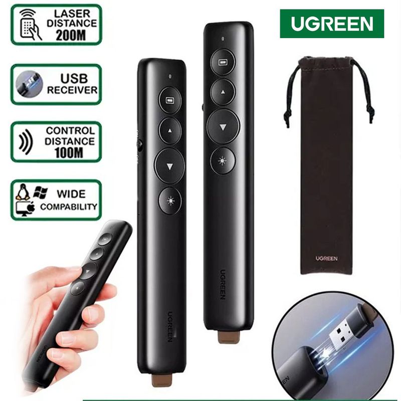 UGREEN - Puntero Presentador de Diapositivas 100m USB laser forro