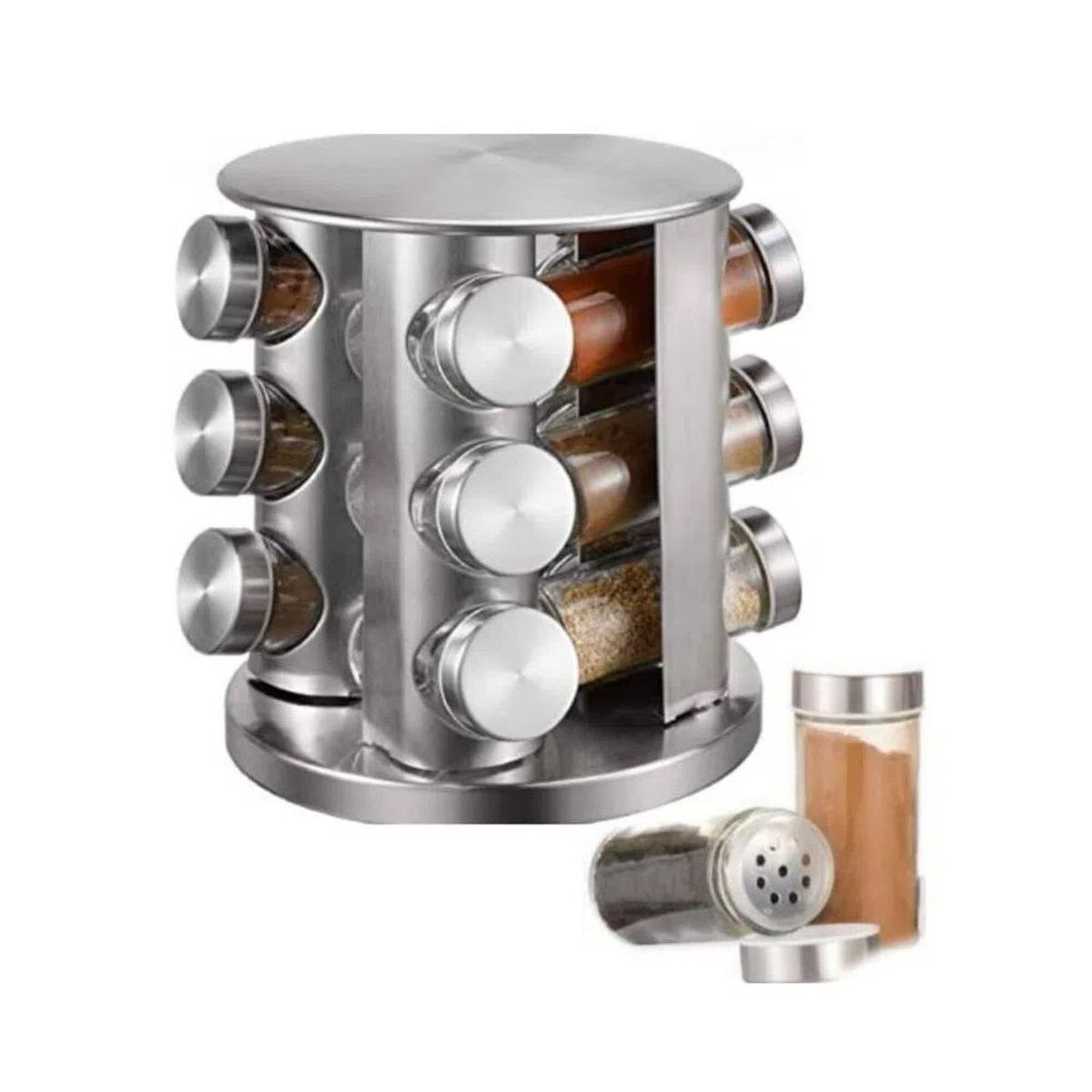 GENERICO - Condimentero Giratorio de 12 piezas de Acero