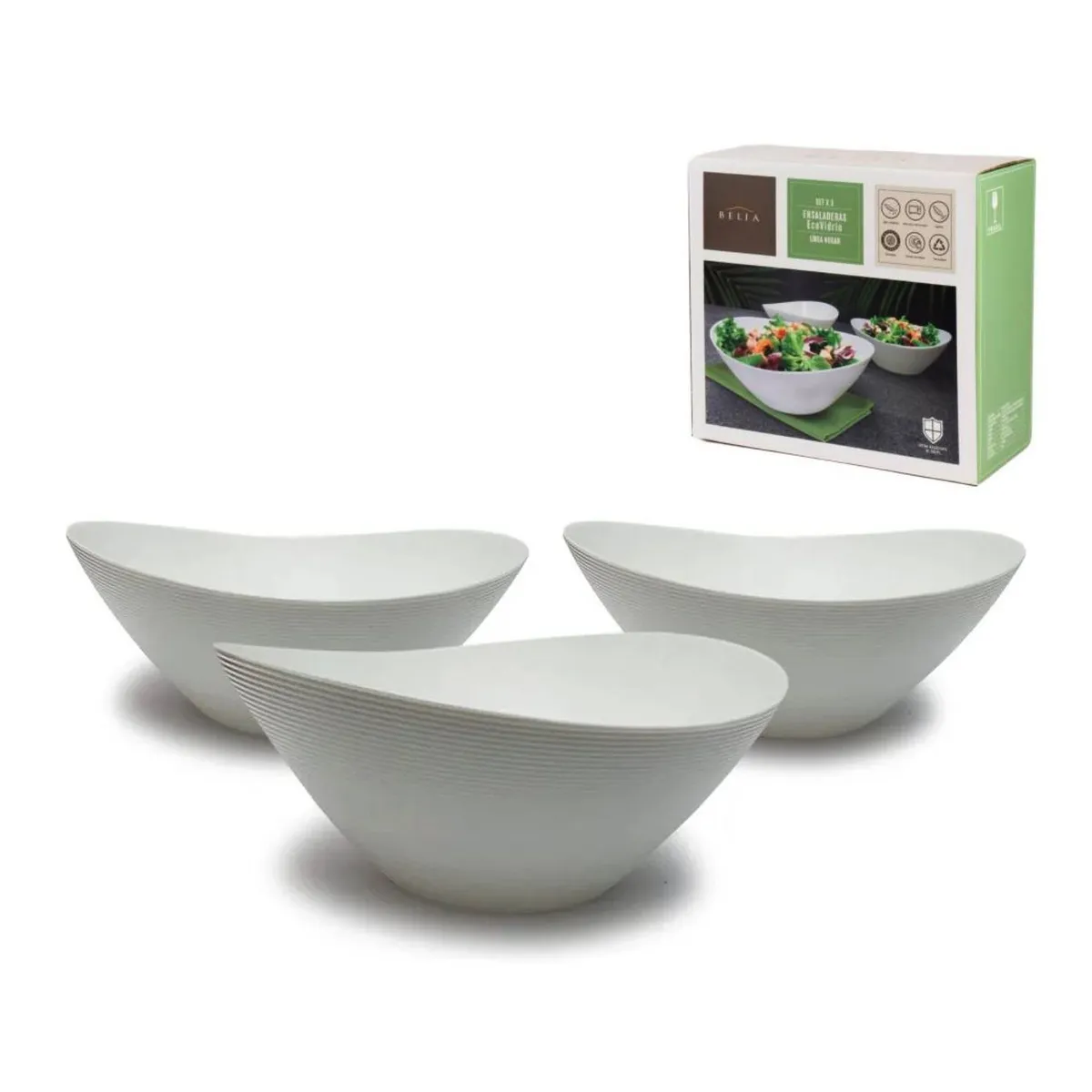 BELIA - Set de 3 Ensaladeras Belia ECOVIDRIO