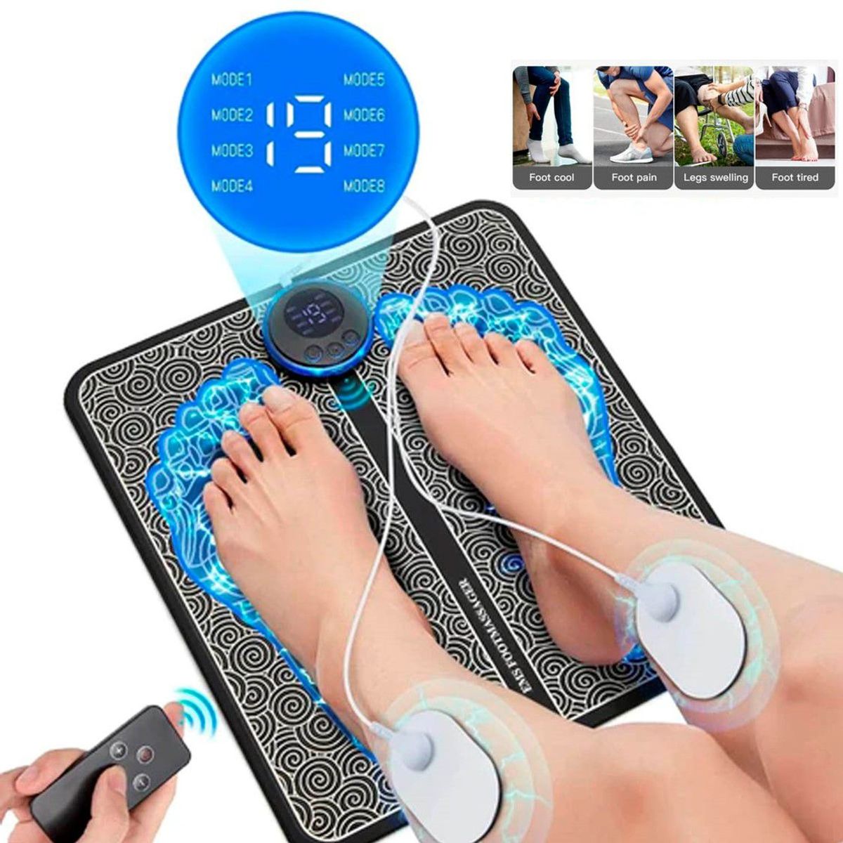 GENERICO - Ems Masajeador Pies Control Remoto  Parches Electrods