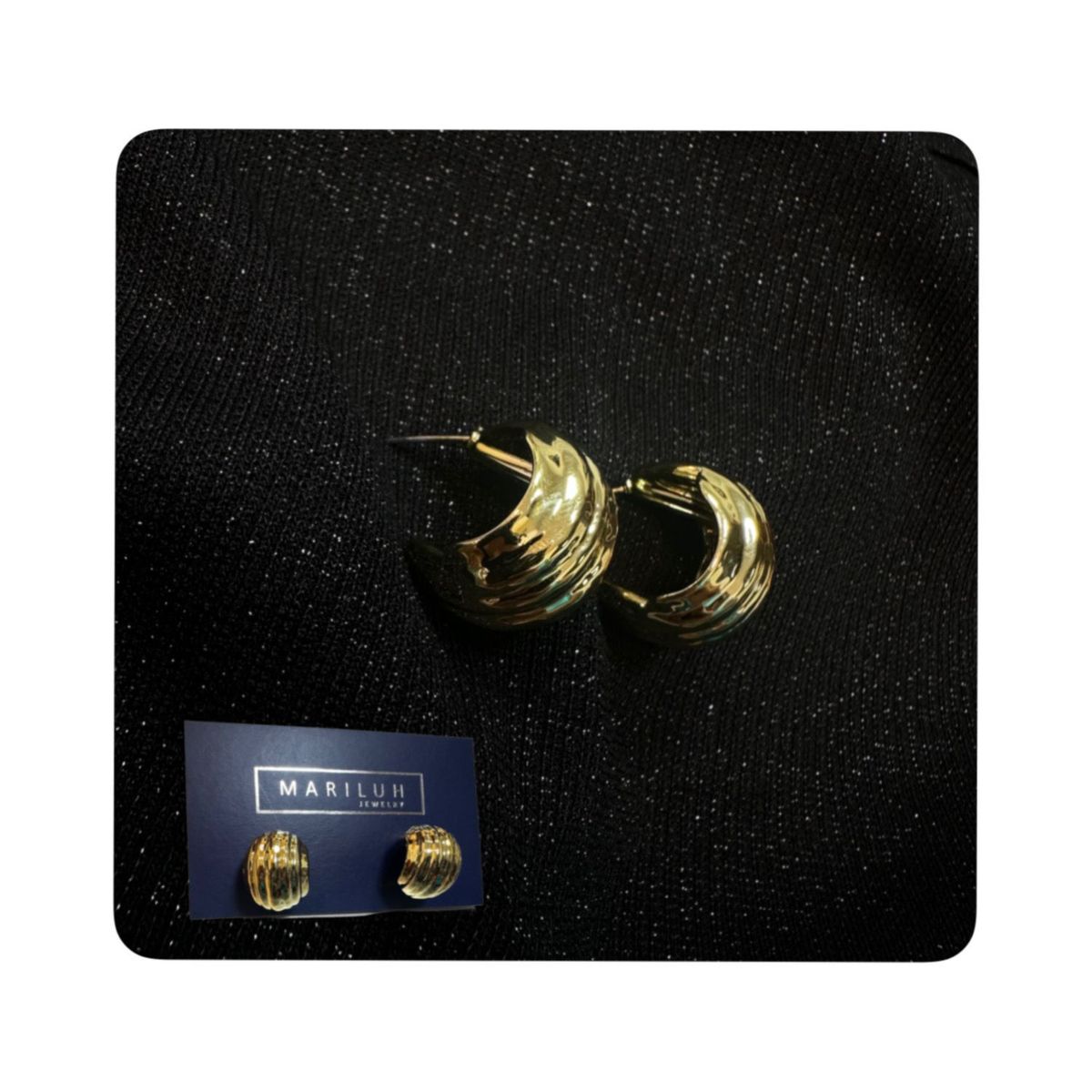 GENERICO - Aretes Acero - Gotas Pequeñas Estriadas Doradas