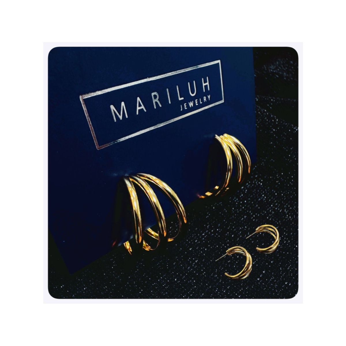 GENERICO - Aretes Acero - Argollas Chnk 3 Aros Dorada