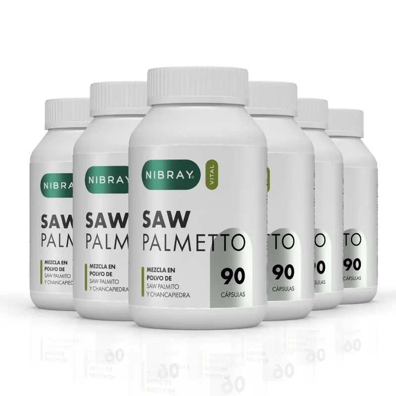 NIBRAY - Saw Palmetto con Chancapiedra Pack 6 Frascos Nibray Vital