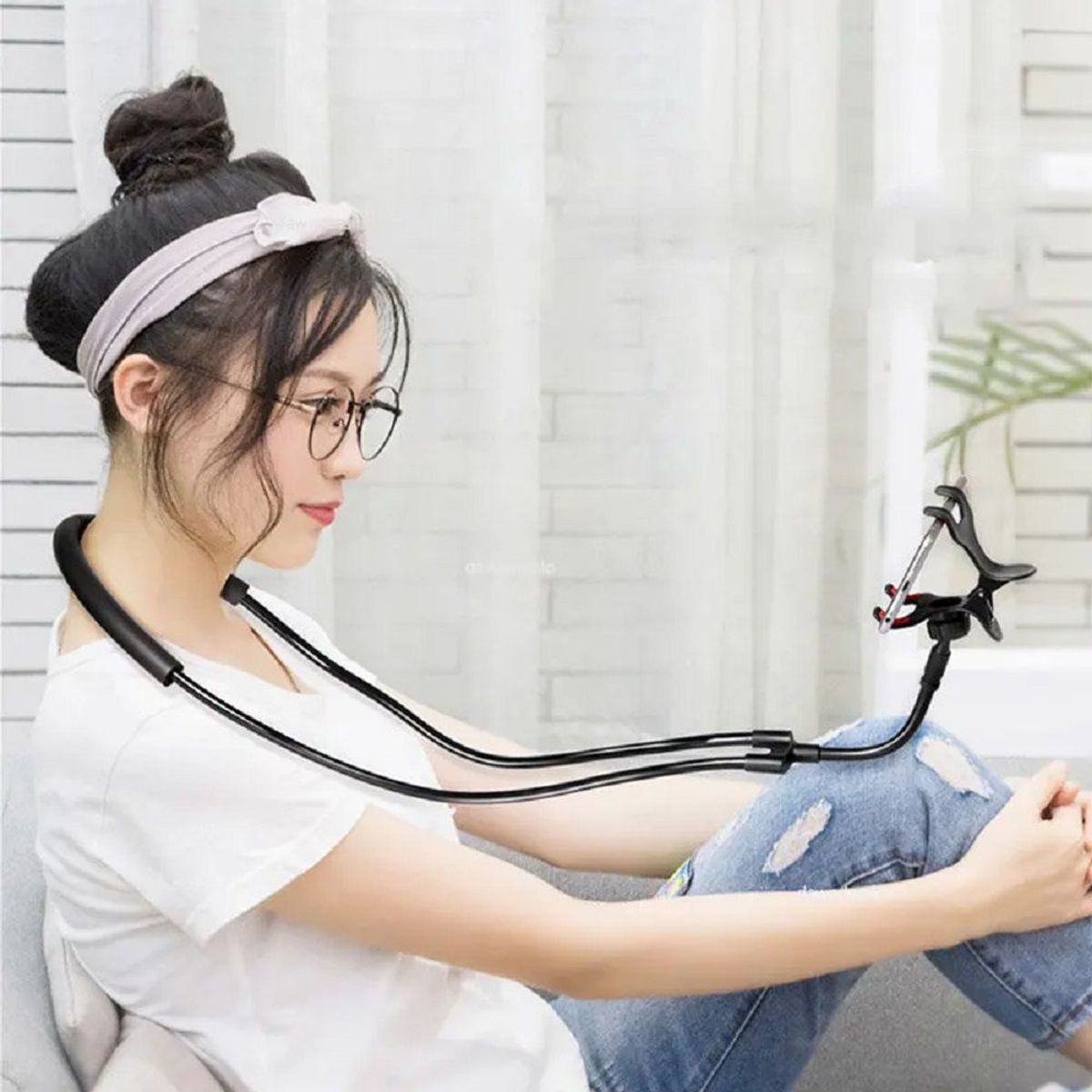 GENERICO - Soporte Flexible Colgante Cuello 360° Celular Iphone Regalo