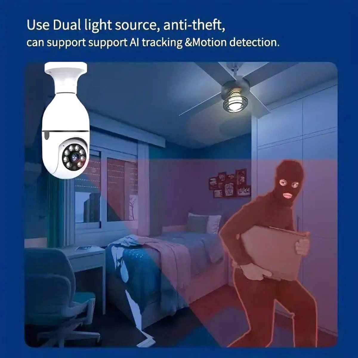 GENERICO - Foco Cámara Vigilancia E27 5G Visión Nocturna APP Hogar Oficina Navidad