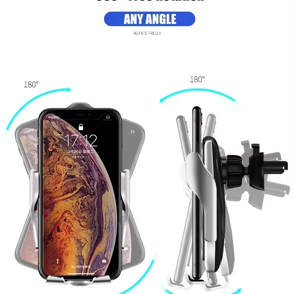 GENERICO - CARGADOR INALÁMBRICO PARA SMARTPHONE PLATEADO - MODELO PARA AUTO