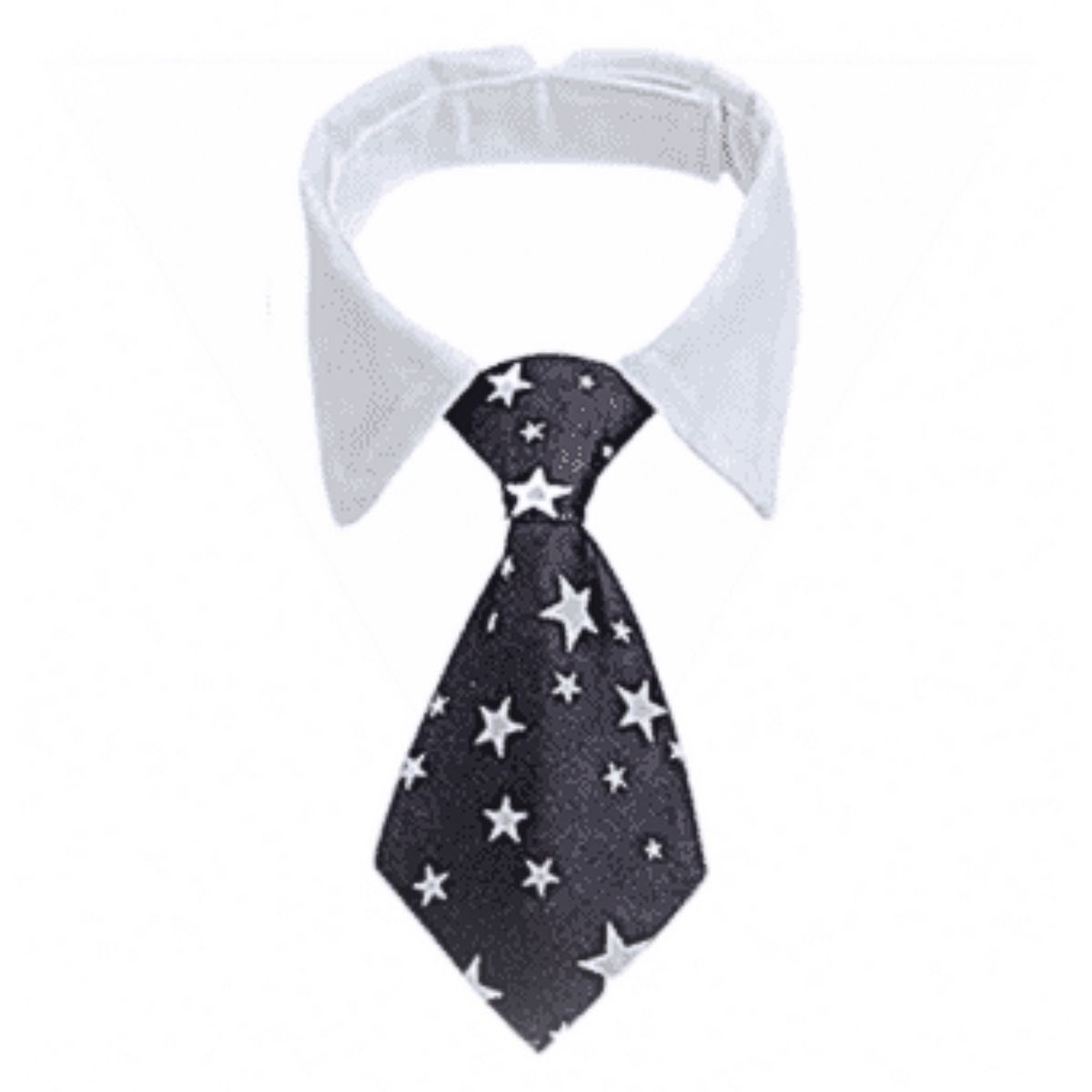 GENERICO - CORBATA CON CUELLO PARA MASCOTA NEGRA ESTRELLAS