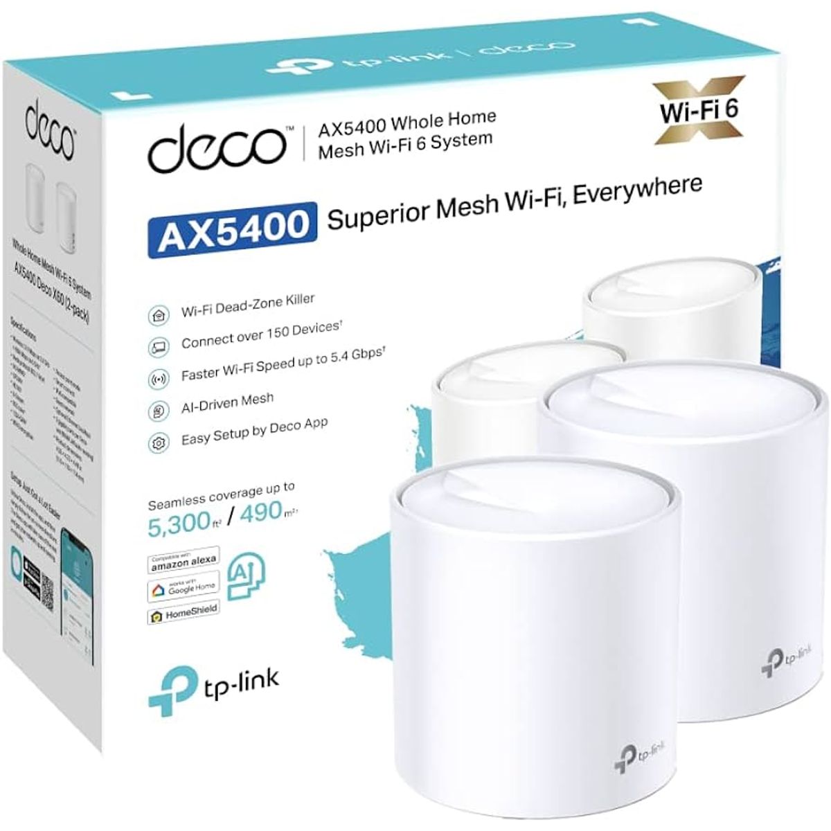 TP LINK - Deco X60 Pack de 2 Sistema Mesh AX5400 WI-FI 6 TP-Link