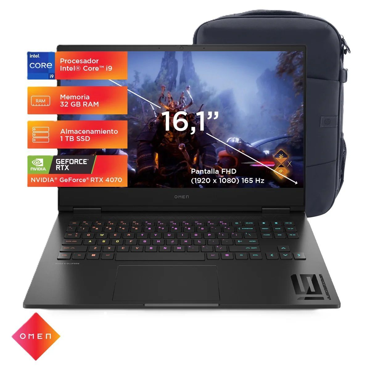 HP - Laptop Gamer HP OMEN 16-wf0001la Core i9-13900HX 32GB, SSD 1TB, RTX 4070 8GB, 16.1", Win11 (832J3LA)