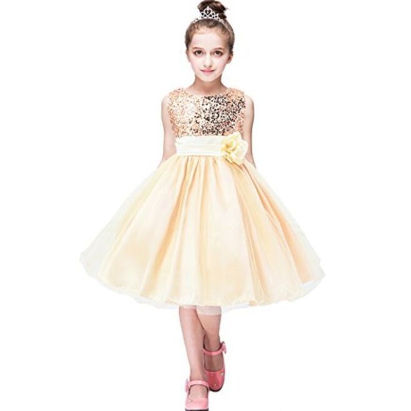 GENERICO - Vestido Niña Bebé Princess Little Dorada Melón Cumpleaños Bautizo